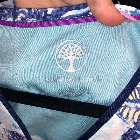 Healing Hands Purple Label Grosgrain Ribbon V-neck Scrub Top - Picture 13 of 15